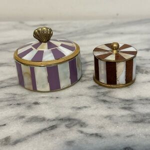 Doing Goods Purple/ abalone brass circus boxes Striped set of two